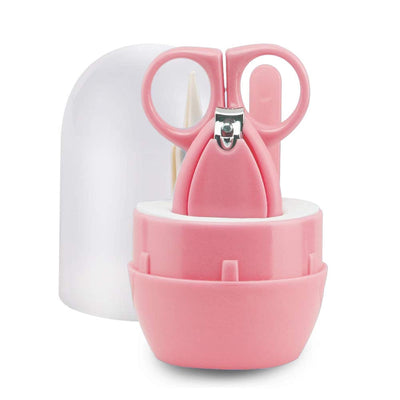 Kassy Pop 4-in-1 Baby Manicure Grooming Kit Set with Baby Nail, Scissor, File, and Tweezer - Pink