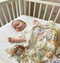 Kassy Pop 100% Bamboo Cotton Baby Swaddle Wrap Cum Receiving Blanket, 110x110 cm - Animal Cart Print