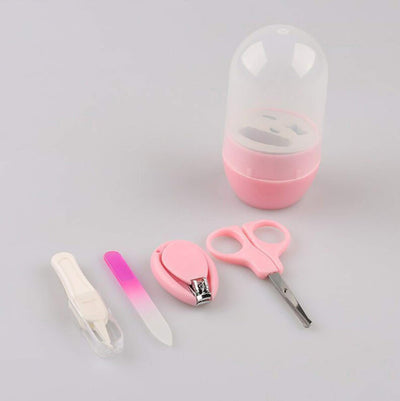 Kassy Pop 4-in-1 Baby Manicure Grooming Kit Set with Baby Nail, Scissor, File, and Tweezer - Pink