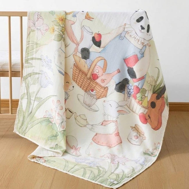 Kassy Pop 100% Bamboo Cotton Baby Swaddle Wrap Cum Receiving Blanket, 110x110 cm - Jungle Print 1