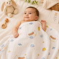 KASSY POP Kids Muslin Cotton Bath Towel, Blanket, Swaddle,105 X 105 cm - Moon Print
