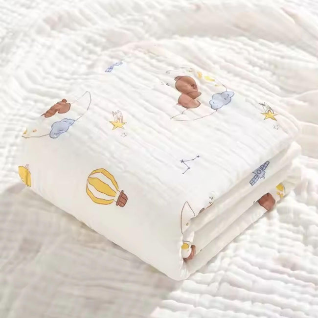 KASSY POP Kids Muslin Cotton Bath Towel, Blanket, Swaddle,105 X 105 cm - Moon Print