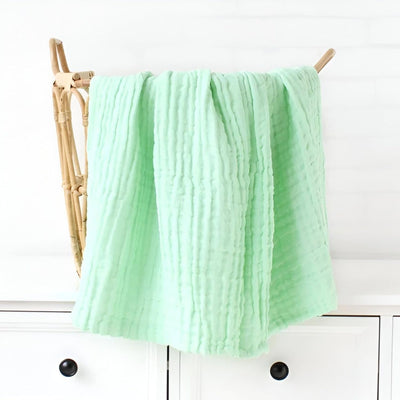 KASSY POP Kids Muslin Cotton Bath Towel, Blanket, Swaddle,105 X 105 cm - Mint Green