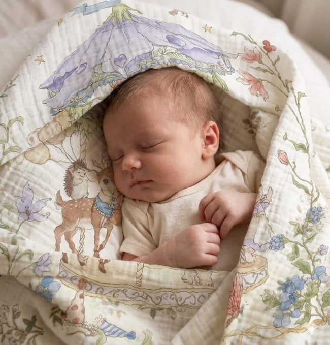Kassy Pop 100% Bamboo Cotton Baby Swaddle Wrap Cum Receiving Blanket, 110x110 cm - Jungle Print 4