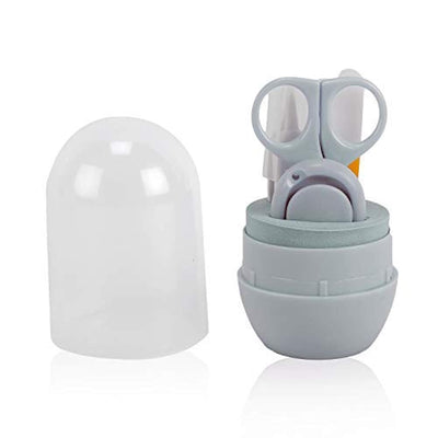 Kassy Pop 4-in-1 Baby Manicure Grooming Kit Set with Baby Nail, Scissor, File, and Tweezer - Grey