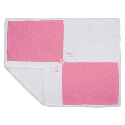 Kassy Pop Plush Soft Two-tone Embossed Receiving Blanket - Pink and White