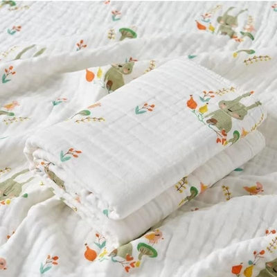 Kassy Pop 100% Bamboo Cotton Baby Swaddle Wrap Cum Receiving Blanket, 110x110 cm - Rabbit Print