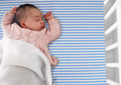 Kassy Pop Waterproof Baby Bed Pads, Mattress Protector with Cotton Surface - Blue Stripes