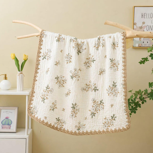 Kassy Pop Quilts Crib Blanket Baby Wrap Receiving Wrap Infant Cover Bedding Breathable Swaddles Infant Bedding Crib , 100x100 cm - Cream