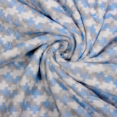 Kassy Pop Double Layer Minky Multipurpose Receiving Blanket Wrapping Sheet - Blue Zigzag