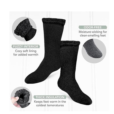 Kassy Pop Unisex Thermal Insulated Woolen Socks, Free Size - Black