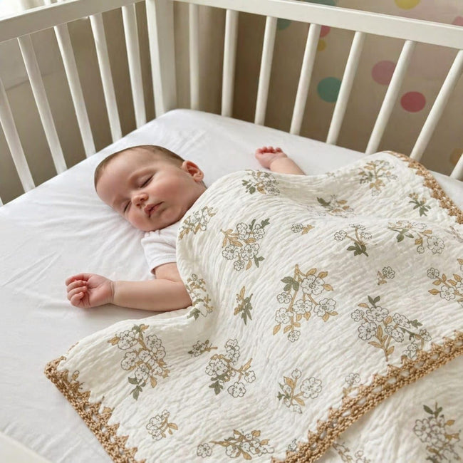 Kassy Pop Quilts Crib Blanket Baby Wrap Receiving Wrap Infant Cover Bedding Breathable Swaddles Infant Bedding Crib , 100x100 cm - Cream