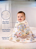 Kassy Pop 100% Bamboo Cotton Baby Swaddle Wrap Cum Receiving Blanket, 110x110 cm - Jungle Print 5