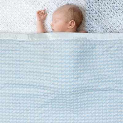 Kassy Pop Double Layer Minky Multipurpose Receiving Blanket Wrapping Sheet - Blue Zigzag