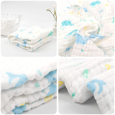 KASSY POP Kids Muslin Cotton Bath Towel, Blanket, Swaddle,105 X 105 cm - Blue Whale