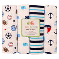 KASSY POP Baby Cotton Flannel Wrapping Sheets Blankets Swaddles (0-1.5 Years), Pack of 4 - Ball and Anchor Print