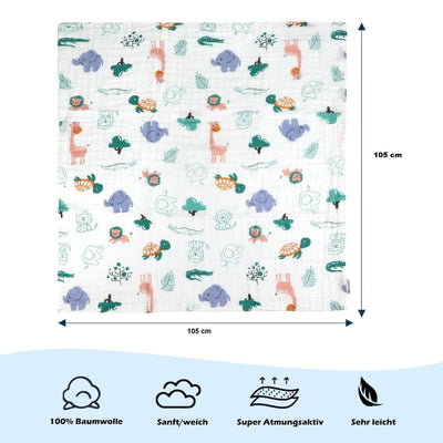 KASSY POP Kids Muslin Cotton Bath Towel, Blanket, Swaddle,105 X 105 cm - Pink Print