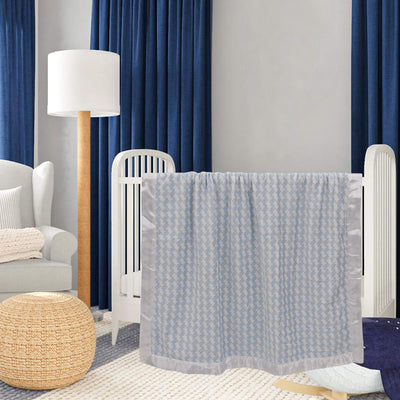 Kassy Pop Double Layer Minky Multipurpose Receiving Blanket Wrapping Sheet - Blue Zigzag