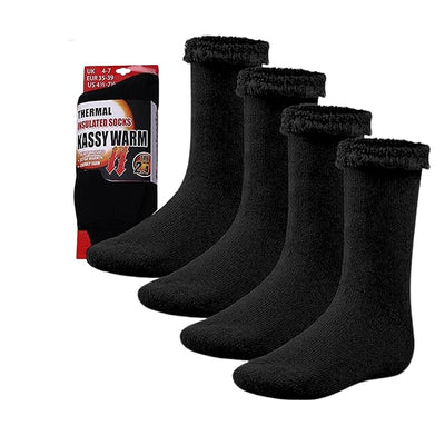 Kassy Pop Unisex Thermal Insulated Woolen Socks, Free Size, 2 Pairs - Black