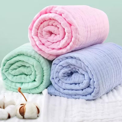 KASSY POP Kids Muslin Cotton Bath Towel, Blanket, Swaddle,105 X 105 cm - Mint Green