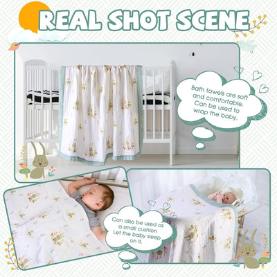 Kassy Pop 100% Bamboo Cotton Baby Swaddle Wrap Cum Receiving Blanket, 110x110 cm - Rabbit Print