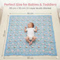 Kassy Pop 100% Bamboo Cotton Baby Swaddle Wrap Cum Receiving Blanket, 110x110 cm - Blue - All Print)