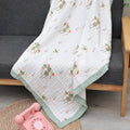 Kassy Pop 100% Bamboo Cotton Baby Swaddle Wrap Cum Receiving Blanket, 110x110 cm - Rabbit Print
