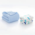KASSY POP Kids Muslin Cotton Bath Towel, Blanket, Swaddle,105 X 105 cm - Pack of 2 (Blue and Printed)