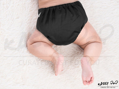 Kassy Pop 3 in 1 Reusable Cloth Diaper for with 3-Layer Microfiber Insert, (0-36 Months) - Black