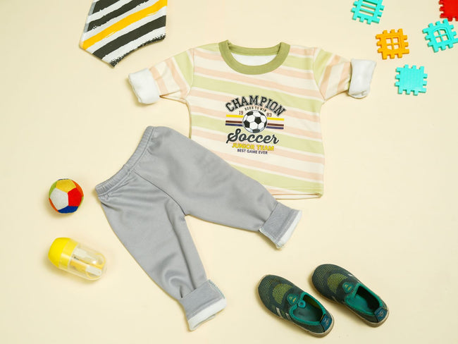KASSY POP Soccer Champion Baby T-shirt and Pajamas Set for Kids - Green