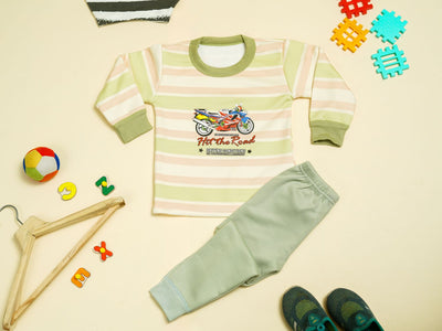 KASSY POP Hit The Road Baby T-shirt and Pajamas Set for Kids - Green