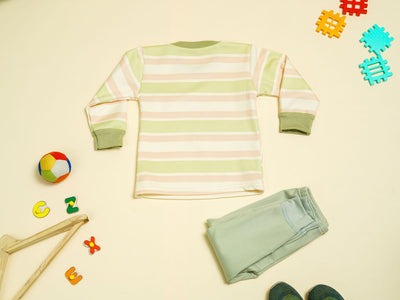 KASSY POP Hit The Road Baby T-shirt and Pajamas Set for Kids - Green