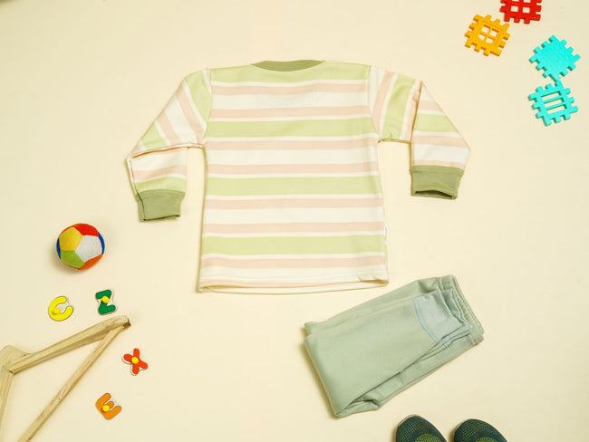 KASSY POP Hit The Road Baby T-shirt and Pajamas Set for Kids - Green