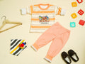 KASSY POP Hit The Road Baby  T-shirt and Pajamas Set for Kids - Peach