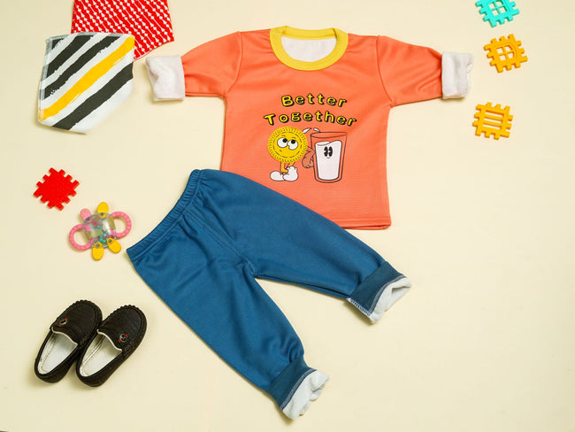 KASSY POP Better Together Baby  T-shirt and Pajamas Set for Kids - Peach