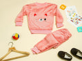 KASSY POP Teddy Wink Baby Fleece T-shirt and Pajamas Set for Kids -  Dark Pink