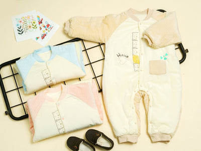KASSY POP Unisex Baby Winter Romper Jumpsuit, Warm Fleece Snowsuit with Front Snap Buttons, 1pc - Color May Vary