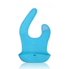 KASSY POP Waterproof Silicone Baby Feeding Bibs with Crumb Catcher, Adjustable Neck Loop - Blue