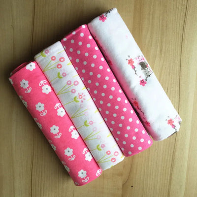 KASSY POP Baby Cotton Flannel Wrapping Sheets Blankets Swaddles (0-1.5 Years), Pack of 4 - Dots and Flower Print