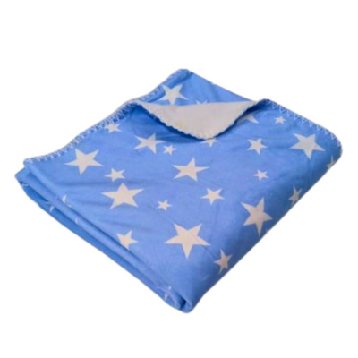 Kassy Pop Double Layer Minky Multipurpose Receiving Blanket Wrapping Sheet - Blue Star