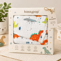 KASSY POP Kids Muslin Cotton Bath Towel, Blanket, Swaddle,105 X 105 cm - DINO PRINT