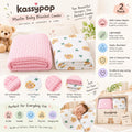 KASSY POP Kids Muslin Cotton Bath Towel, Blanket, Swaddle,105 X 105 cm - Pack of 2 (Pink and Bear)