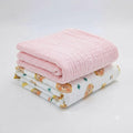 KASSY POP Kids Muslin Cotton Bath Towel, Blanket, Swaddle,105 X 105 cm - Pack of 2 (Pink and Bear)