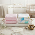 KASSY POP Kids Muslin Cotton Bath Towel, Blanket, Swaddle,105 X 105 cm - Pack of 2 (Pink and whale)