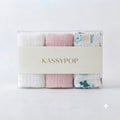 KASSY POP Kids Muslin Cotton Bath Towel, Blanket, Swaddle,105 X 105 cm - Pack of 3 (Pink, White and Animal Print)