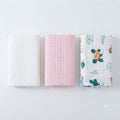 KASSY POP Kids Muslin Cotton Bath Towel, Blanket, Swaddle,105 X 105 cm - Pack of 3 (Pink, White and Animal Print)