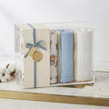 KASSY POP Kids Muslin Cotton Bath Towel, Blanket, Swaddle,105 X 105 cm - Pack of 3 (Blue, White and Printed)