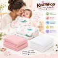 KASSY POP Kids Muslin Cotton Bath Towel, Blanket, Swaddle,105 X 105 cm - Pack of 3 (Pink, White and Forest)