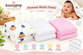 KASSY POP Kids Muslin Cotton Bath Towel, Blanket, Swaddle,105 X 105 cm - Pack of 2 (Pink and Teddy)