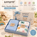 KASSY POP Kids Muslin Cotton Bath Towel, Blanket, Swaddle,105 X 105 cm - Pack of 2 (Blue and Forest)